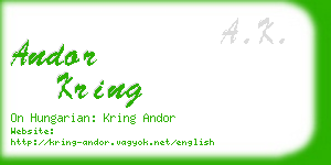 andor kring business card